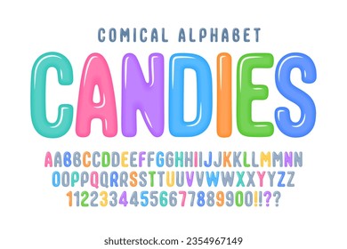 Playful original double letters alphabet design, colorful, typeface. Vector illustration, decorative typeset.