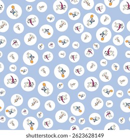 Vetor de panda brincalhão sem emenda padrão definido para crianças balões trajes e diversão de aniversário