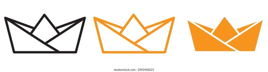Playful Paper Boat Icon for Childhood and Crafting Graphics Perfect for Representing Paper Crafts and Creative Activities
