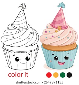 Playful Party Characters Coloring Page – Cute Cartoon Style with Confetti, Party Hats, and Fun Whimsical Elements for Kids Activity Book