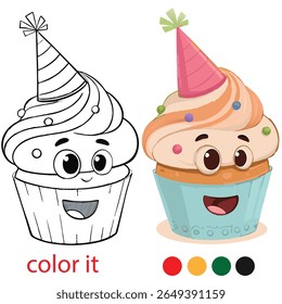 Playful Party Characters Coloring Page – Cute Cartoon Style with Confetti, Party Hats, and Fun Whimsical Elements for Kids Activity Book