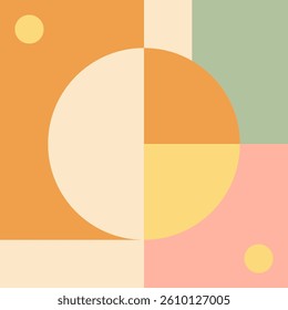 Playful Pastel Geometric Abstract Art. A cheerful composition of soft pastel shapes with geometric balance and a minimalist modern feel.