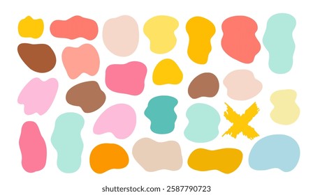 Playful Pastel Palette, A Collection of Abstract Organic Shapes for Modern Designs and Creative Backgrounds Inviting a Sense of Whimsy and Artistic Expression