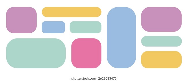 Playful pastel rectangle text box collection. Rectangular shapes for label, planners, digital scrapbooking, crafts, text highlight, message quote frame