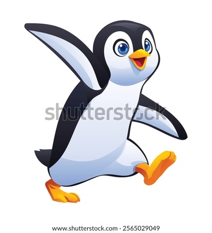 Playful penguin with joyful expression. Vector cartoon character illustration