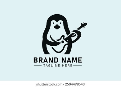 Playful Penguin Rocking the Guitar – Unique icon Logo