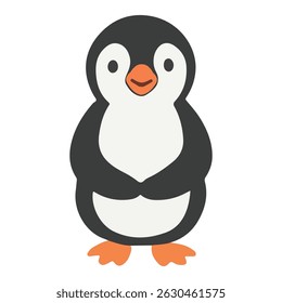 Ilustración vectorial de pingüino juguetón plana