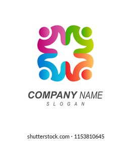 playful people group logo template,
