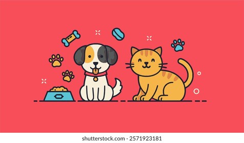 Playful Pet Illustration for Commercial Use in Advertising, Branding, Pet Shops, Packaging, and Educational Materials