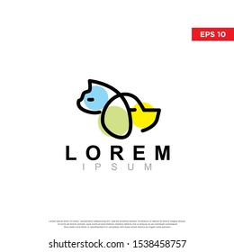 playful pet logo. with cat and dog to be the main icon. modern template design