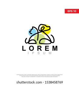 playful pet logo. with cat and dog to be the main icon. modern template design