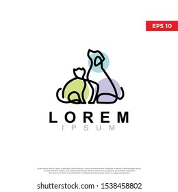 playful pet logo. with cat and dog to be the main icon. modern template design