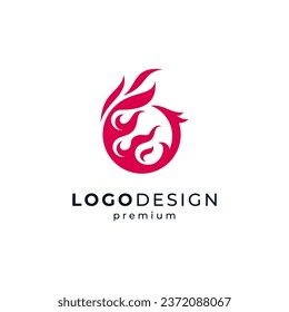 playful phoenix and fire logo design template	
