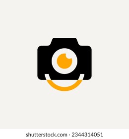 playful photography logo design. Vector illustration smiling camera. modern logo design vector icon template