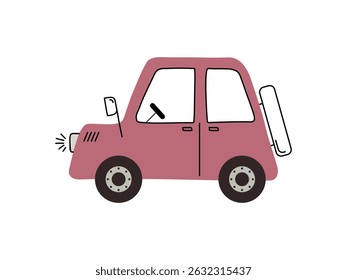 Playful Pink Car Illustration for Kids and Education  isolated on white background