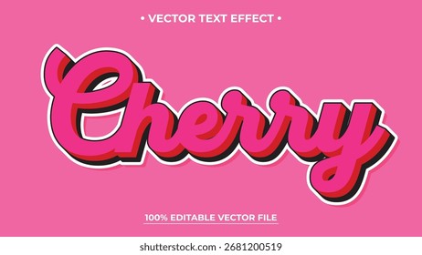 Diseño de efecto de texto de cereza rosa juguetón