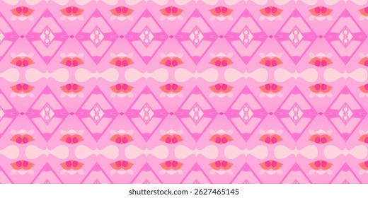 Playful Pink Geometric Pattern with Abstract Floral Motifs