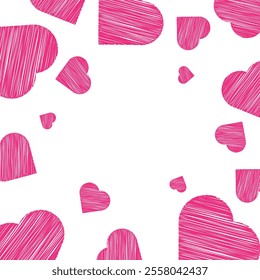 Playful Pink Heart Pattern on White Background Vector