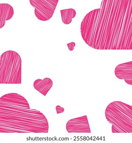 Playful Pink Heart Pattern on White Background