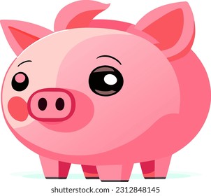 Playful Pink Piggy Bank - Cute and Adorable Porcelain Piggy Bank Face - Perfect Gift for Saving Money and Teaching Kids Financial Responsibility. Pig Face Vector illustration.