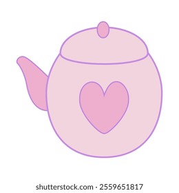 Playful pink teapot features a heart shape, perfect for gatherings.