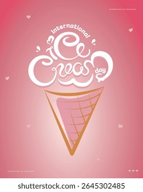 Playful Pink Typography Design Celebrating International Ice Cream Day