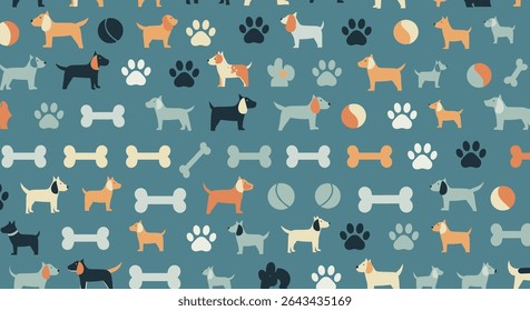 A Playful Pixelated Pattern A Whimsical World of Dogs and Pawprints Everywhere