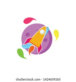 Playful Planet and Rocket Vector