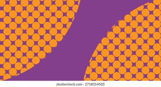 Patrón de lunares juguetón con puntos naranjas sobre un fondo púrpura en colores de Halloween