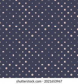 Playful Polka-Dot seamless vector pattern. Elegant geometric pattern with tiled small circles and semicircles. Great for fashion, interior decoration, wallpapers, curtains and upholstery. 