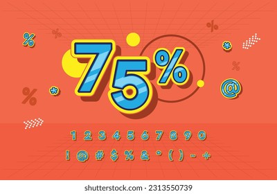 Playful pop up style font design, colorful childish alphabet, letters and numbers vector illustration, Vector modern font and alphabet - Vector