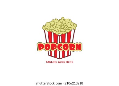 Playful Popcorn Snack with Paper Box Logo Design Vector