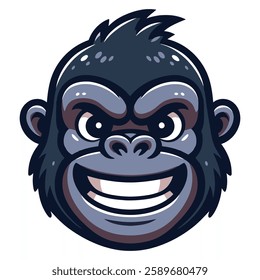 Playful and Powerful Gorilla Mascot Logo – Vector Illustration. A bold and energetic gorilla mascot logo featuring a confident expression, bright eyes, and a wide toothy grin. 