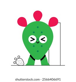 Playful Prickly Pear Character Illustration, featuring cute expressions and playful legs for versatile use