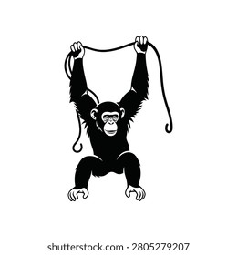 Playful primate suspended in motion against a bright backdrop ideal for advertising and editorial purposes.