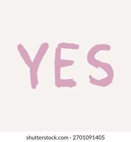 Playful primitive shape YES with bold crayon strokes. Abstract geometric squiggle. Charcoal marks, handmade feel.