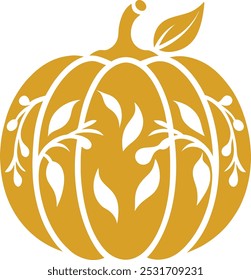 A playful pumpkin Halloween vector design, showcasing a carved jack-o'-lantern with sharp details and vibrant colors, perfect for spooky and festive projects.