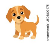 Playful puppies with floppy ears, in cartoon style. in white background