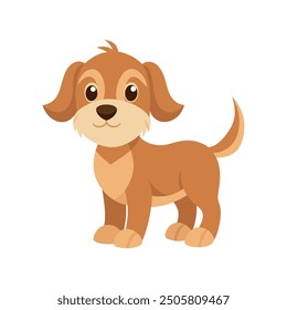 Playful puppies with floppy ears, in cartoon style. in white background