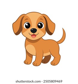 Playful puppies with floppy ears, in cartoon style. in white background