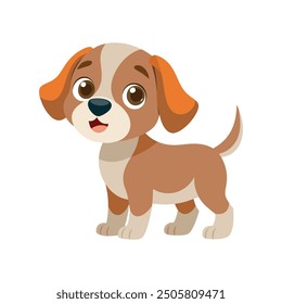 Playful puppies with floppy ears, in cartoon style. in white background