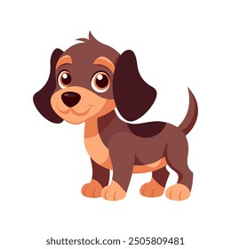 Playful puppies with floppy ears, in cartoon style. in white background