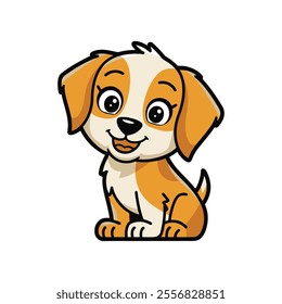Playful puppy dog icon vector art illustration