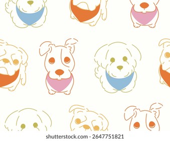 Playful puppy seamless pattern. Cute dog repeat vector. Nursery fabric and pet product packaging design.