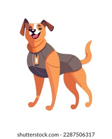 Playful purebred puppy standing cheerful icon isolated