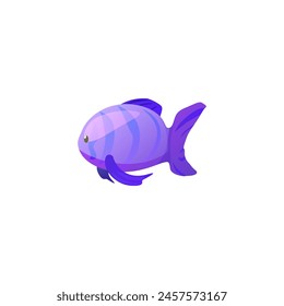 A playful purple fish with a whimsical design, featuring bold strokes and a charming expression. Vector illustration perfect for children's books and aquatic animations.