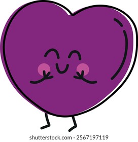  Playful Purple Heart Character Vector Illustration
