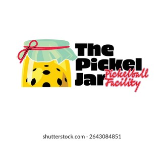 playful and quirky pickleball logo with a combination of a ball and honey jar with yellow bright color