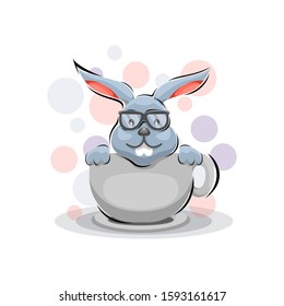 playful rabbit mascot cartoon design vector