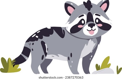 Playful raccoon vector art, exuding a whimsical and lovable vibe.